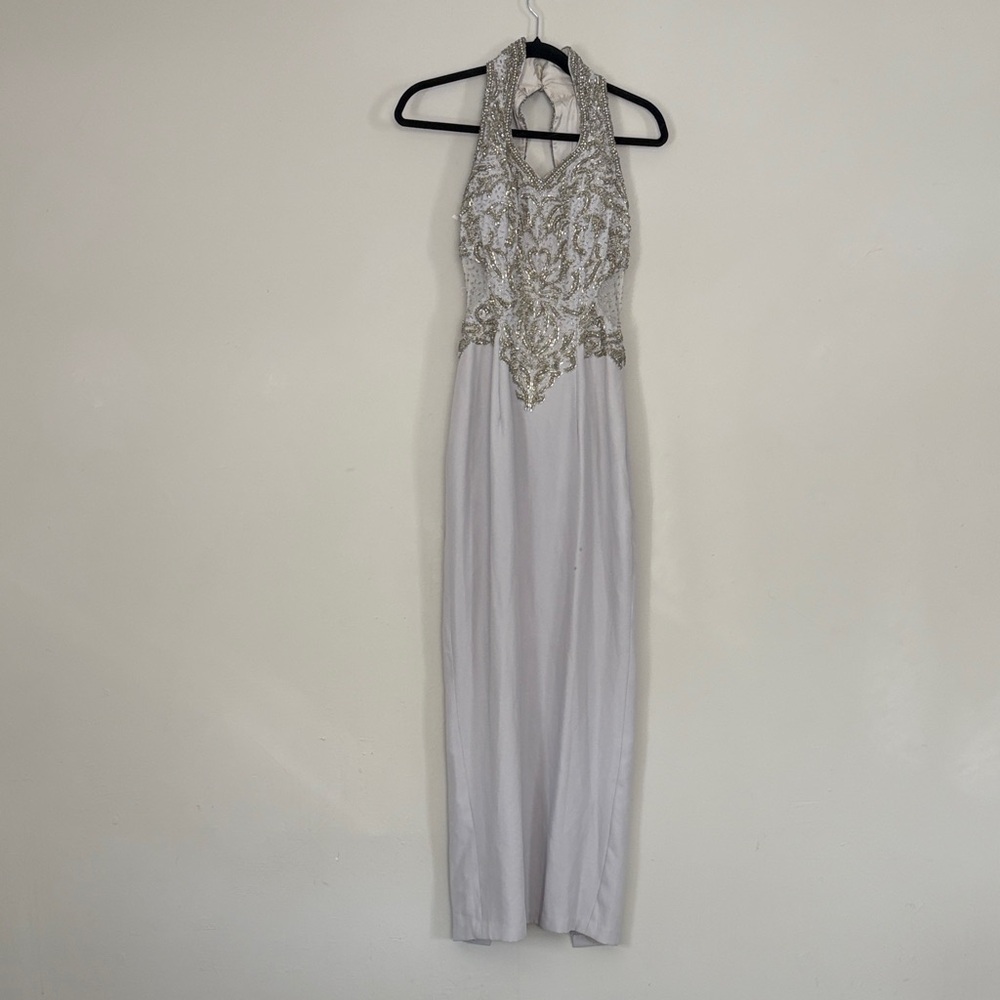 Creative Creations Elegant Silver Halter Dress - image 3